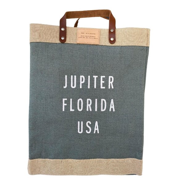Apolis Market Tote Bag - "Jupiter Florida USA" Lettering - Grey - NWT - Picture 1 of 4